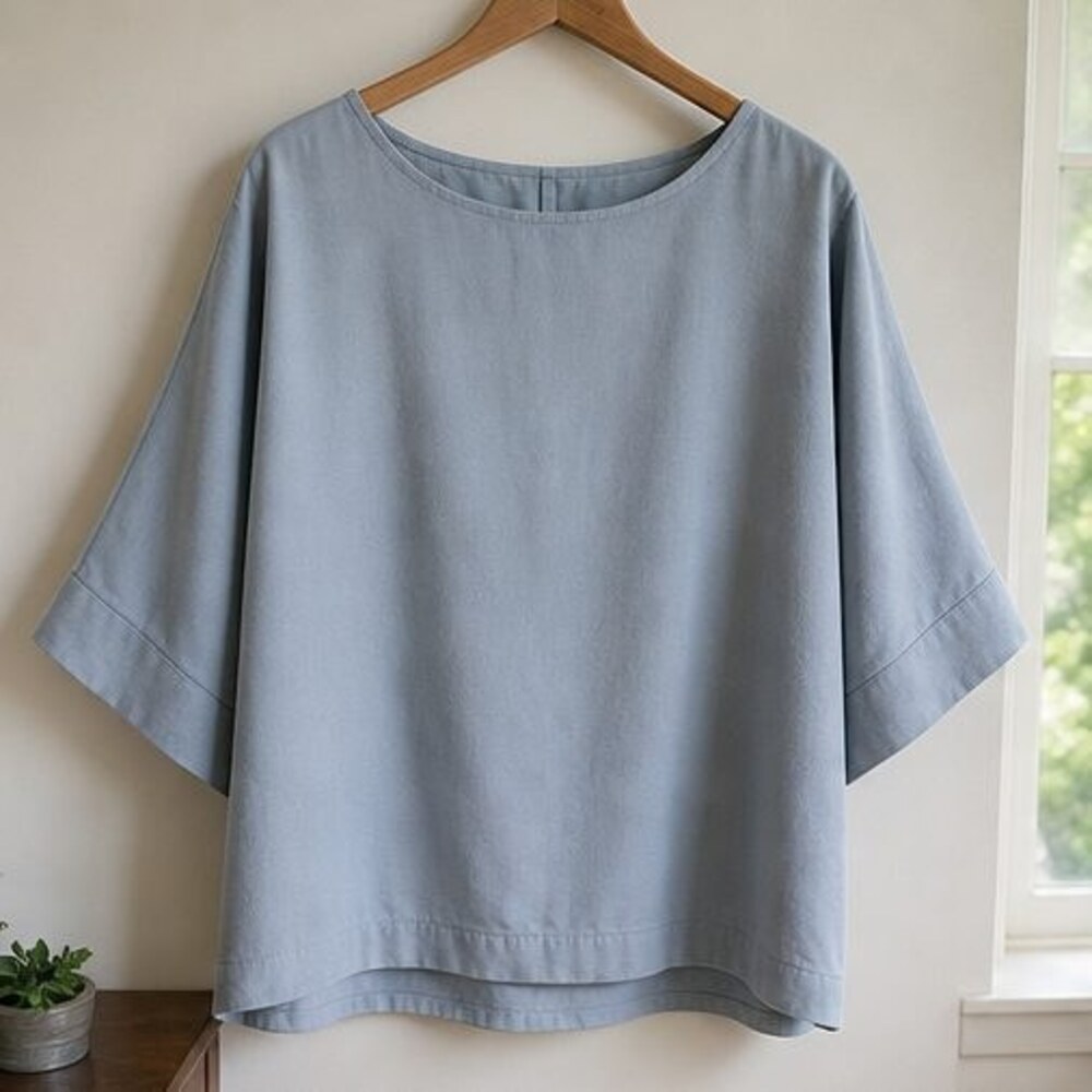Navy Lace Trim Top